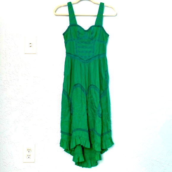 👗RARE👗Free People Emerald Lace Eyelet Dress - Picture 2 of 10
